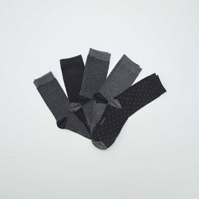 Lot de 5 paires de chaussettes fantaisies Noir