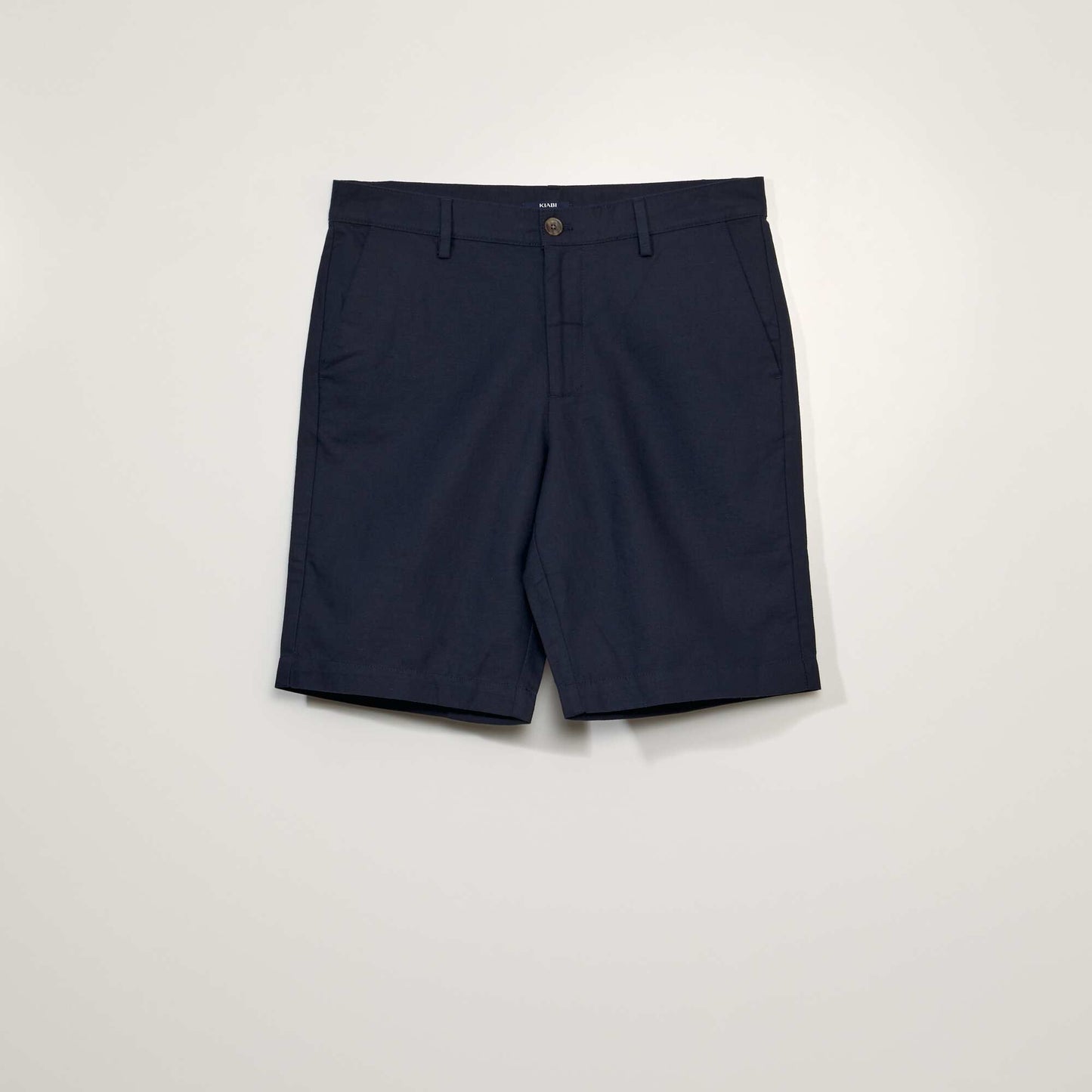 Bermuda chino avec lin bleu marine