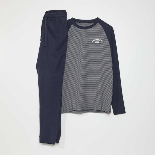 Pyjama long en jersey - 2 pièces bleu navy