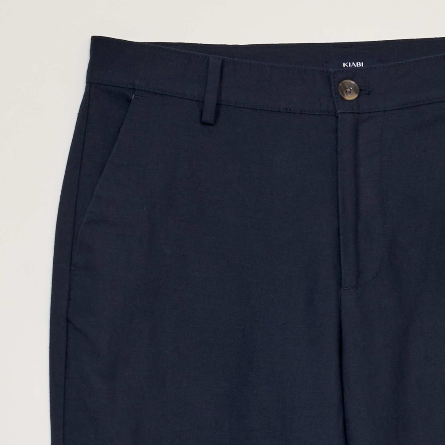 Pantalon chino avec lin bleu marine