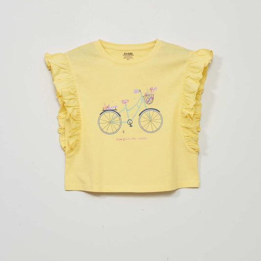 T-shirt avec manches volantées Jaune