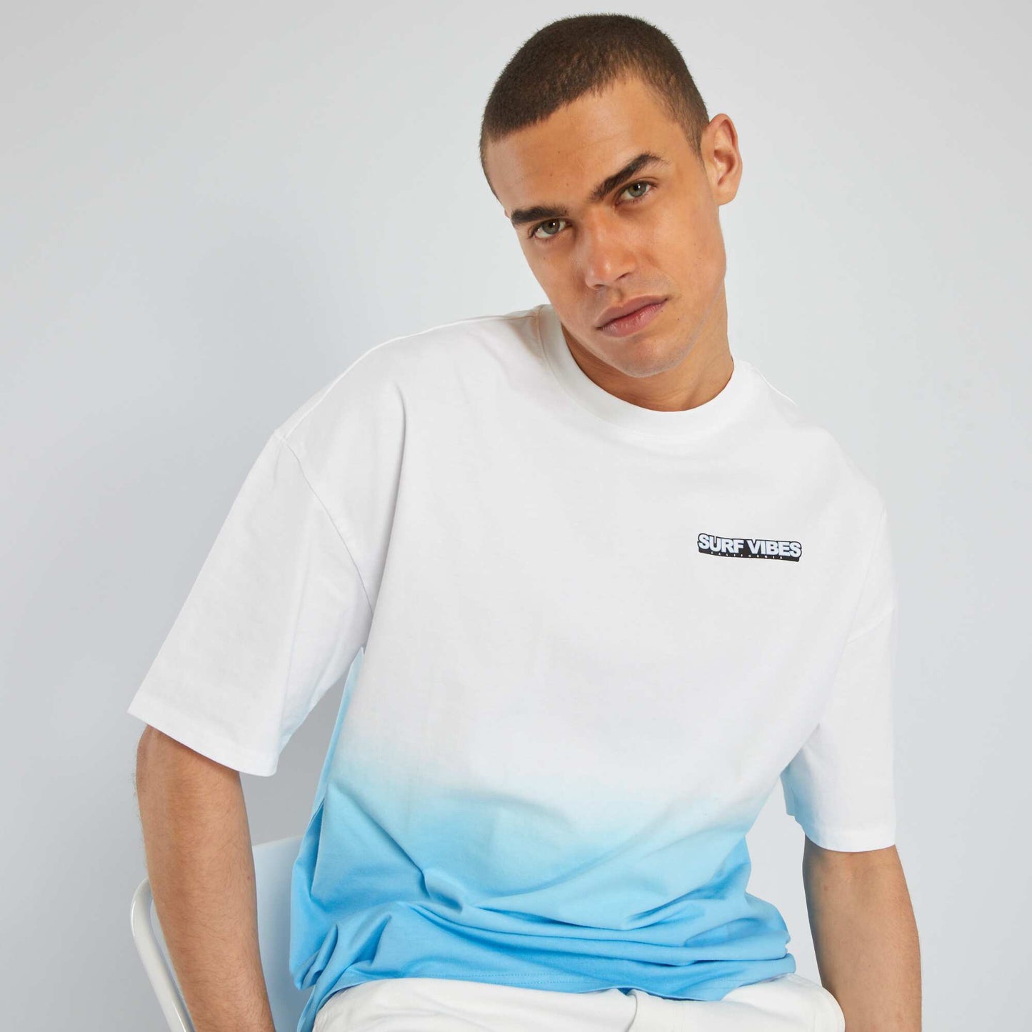 T-shirt avec couleur dégradée Bleu