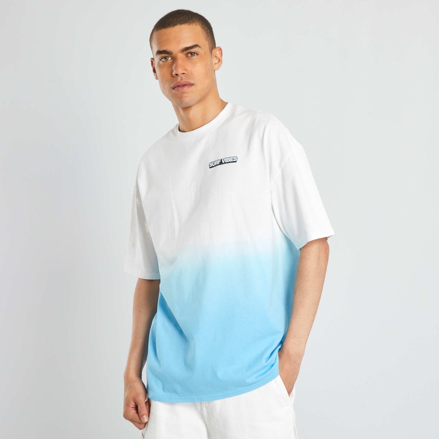 T-shirt avec couleur dégradée Bleu