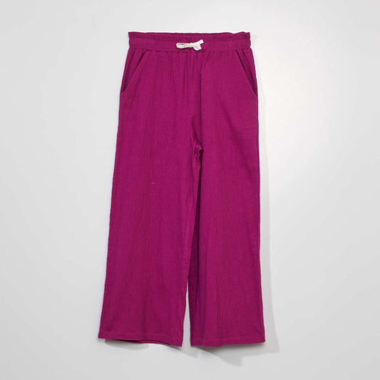 Pantalon large gaufrée Rose