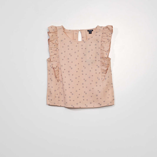 Blouse à volants avec imprimé Rose