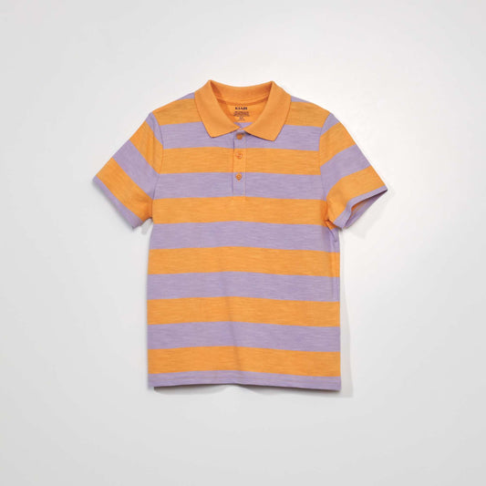 Polo en maille jersey rayé Orange/violet