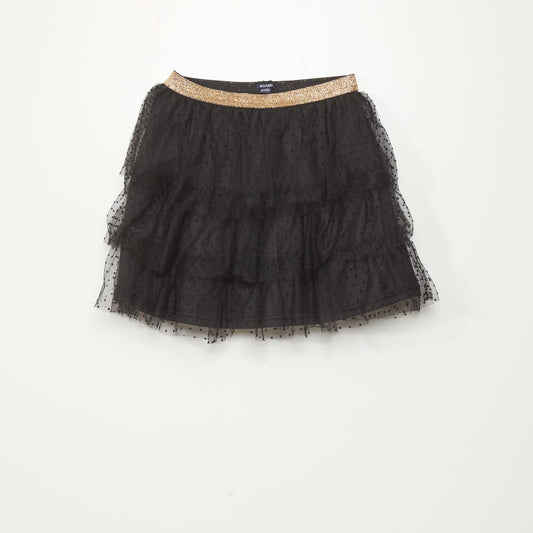 Jupe en tulle motif à pois Noir