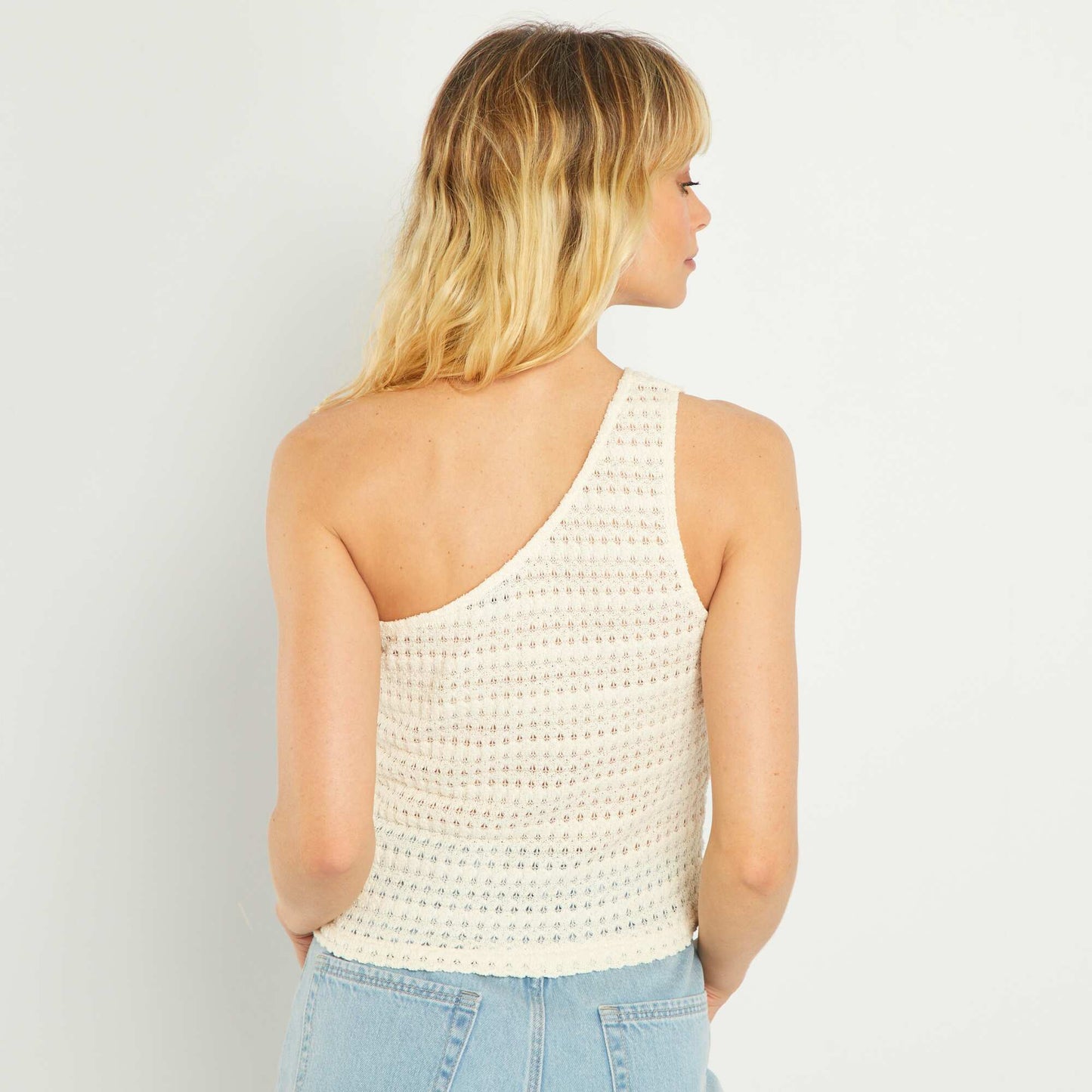 Débardeur en crochet one-shoulder Blanc