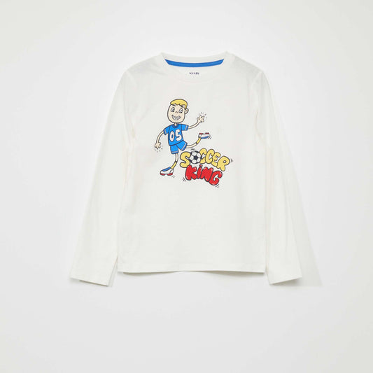 T-shirt en jersey à manches longues Blanc
