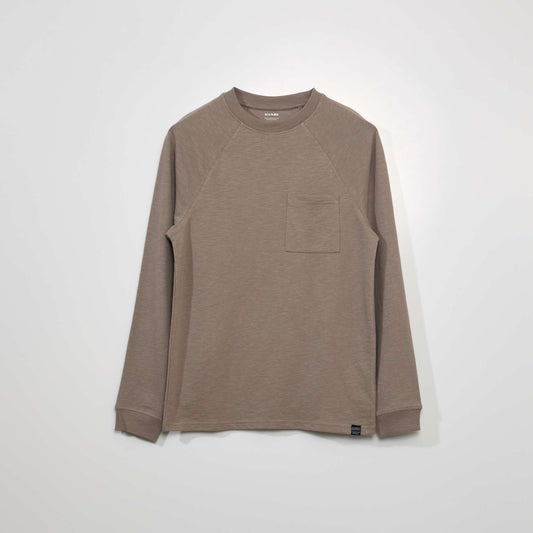T-shirt épais à manches longues BEIGE