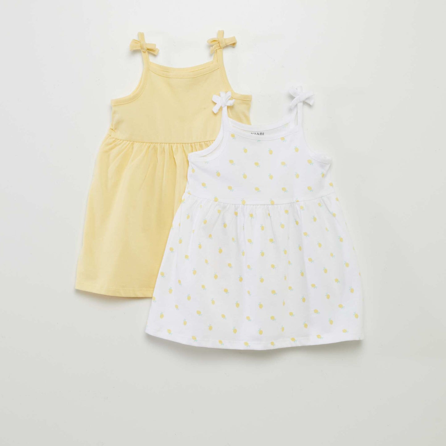 Lot de 2 robes à fines bretelles Blanc/jaune