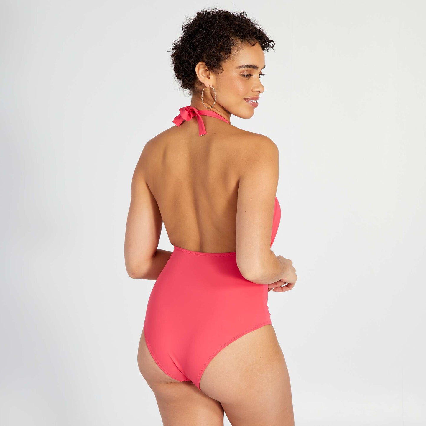 Maillot de bain 1 pièce décolleté plongeant Rose