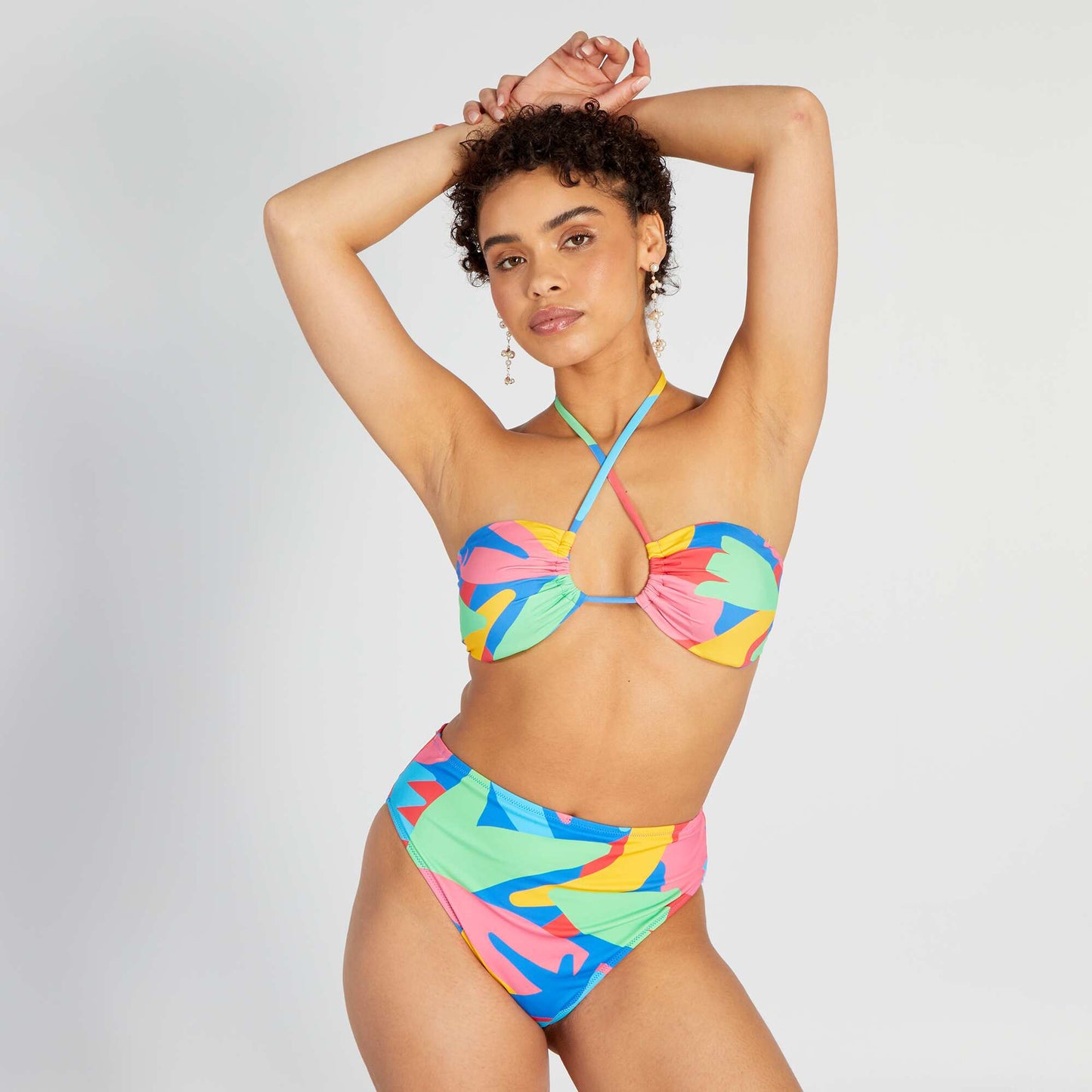 Haut de maillot de bain colorblock Multicolore