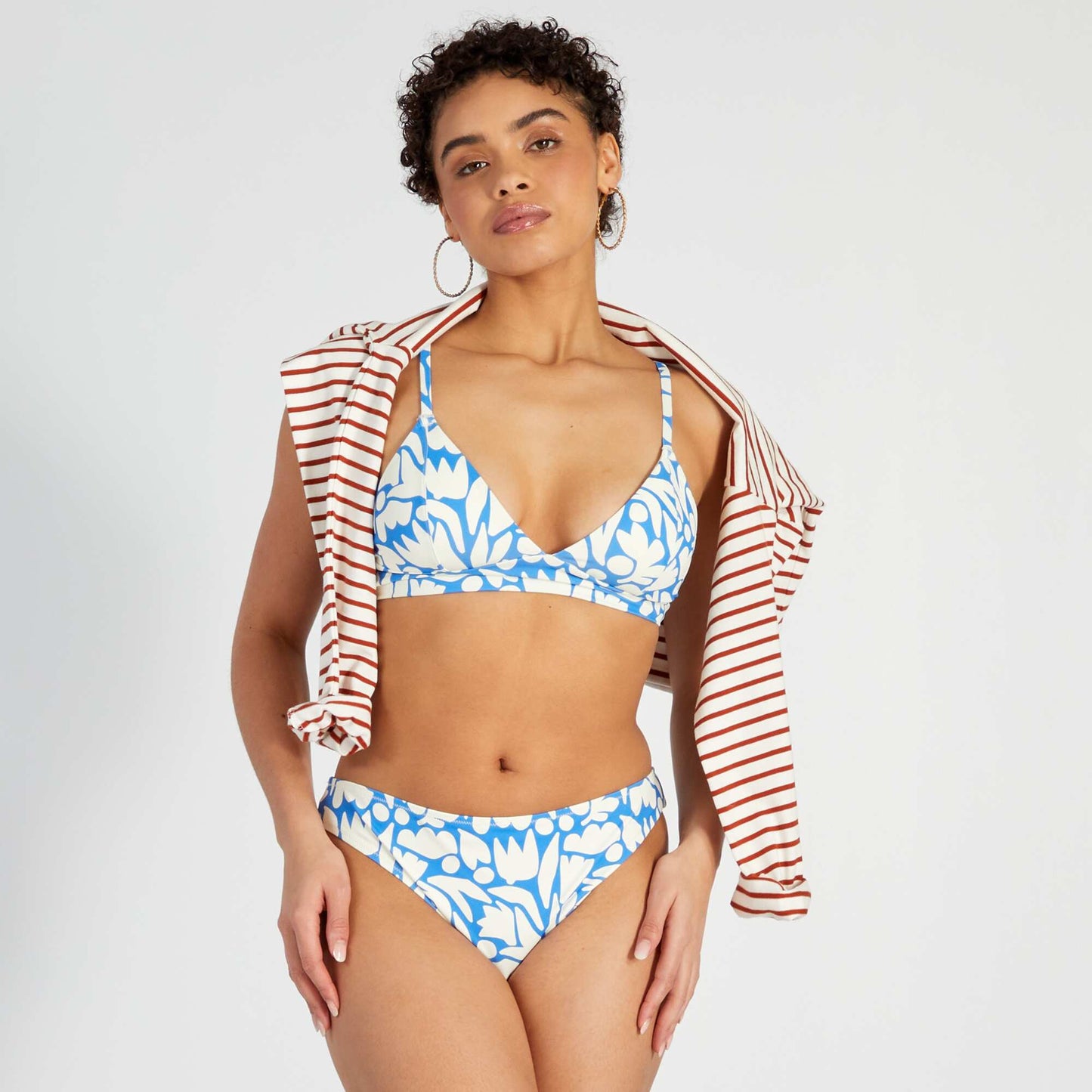 Culotte de bain brésilienne imprimé Blanc/bleu