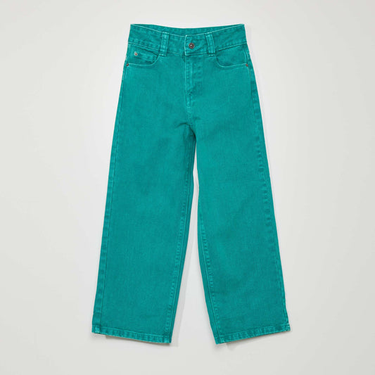 Jean wide leg à taille haute Vert