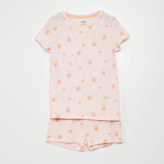 Ensemble de pyjama : T-shirt + short - 2 pièces Corail