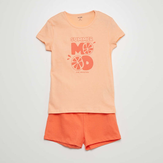Ensemble pyjama court imprimé - 2 pièces Orange