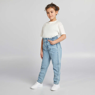 Jean mom paperbag Bleu