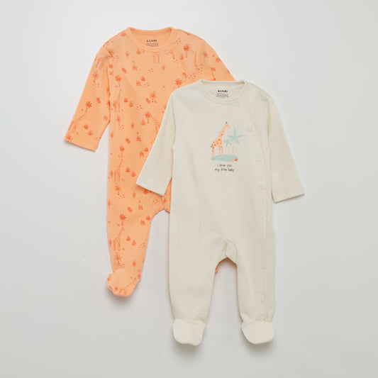 Lot de pyjama dors-bien imprimée - 2 pièces Corail