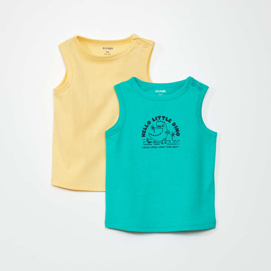 Lot de 2 débardeurs Vert/jaune