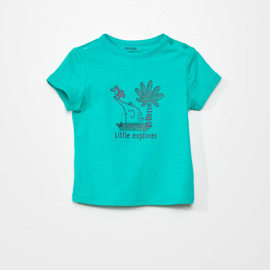 T-shirt en jersey avec ouverture boutonnée Vert