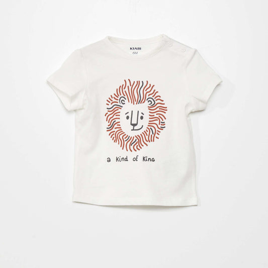 T-shirt en jersey avec ouverture boutonnée Blanc