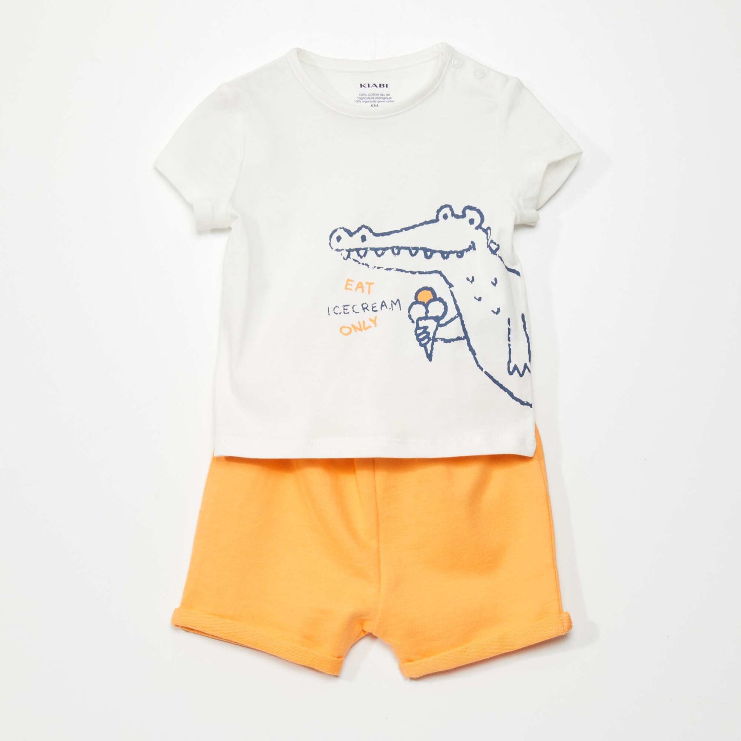 Ensemble t-shirt + short - 2 pièces Blanc/orange