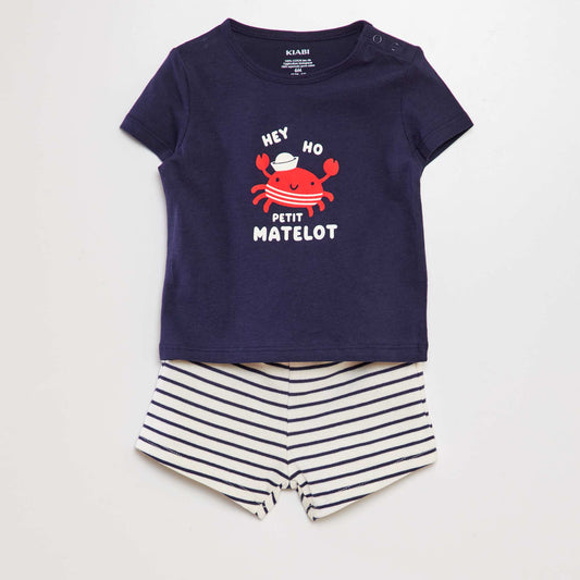 Ensemble T-shirt + short en coton - 2 pièces GRIS