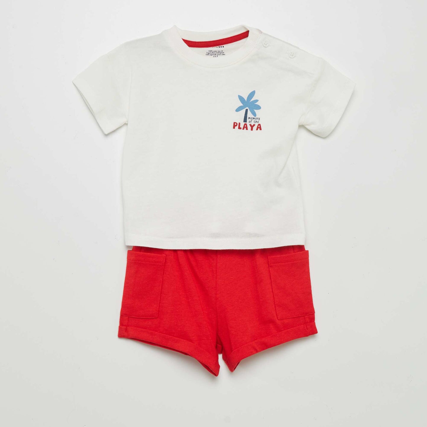 Ensemble tee-shirt + short - 2 pièces Blanc/rouge