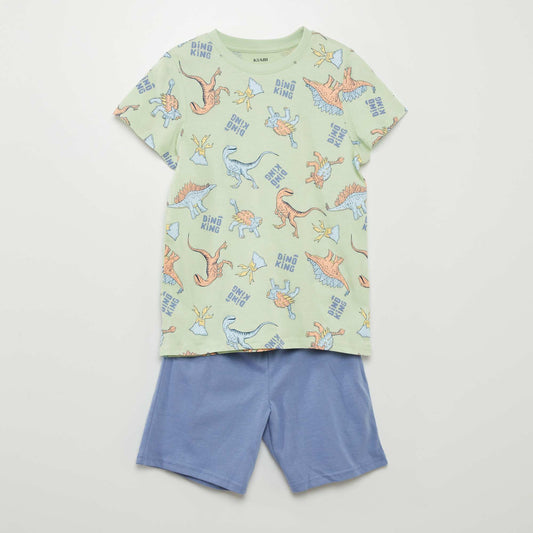 Pyjama court  t-shirt + short - 2 pièces Vert