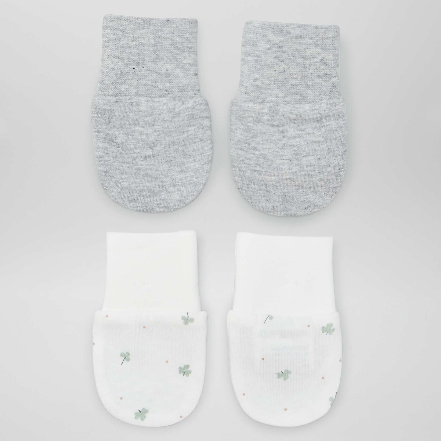 Lot de 2 paires de moufles anti-griffes Blanc/gris