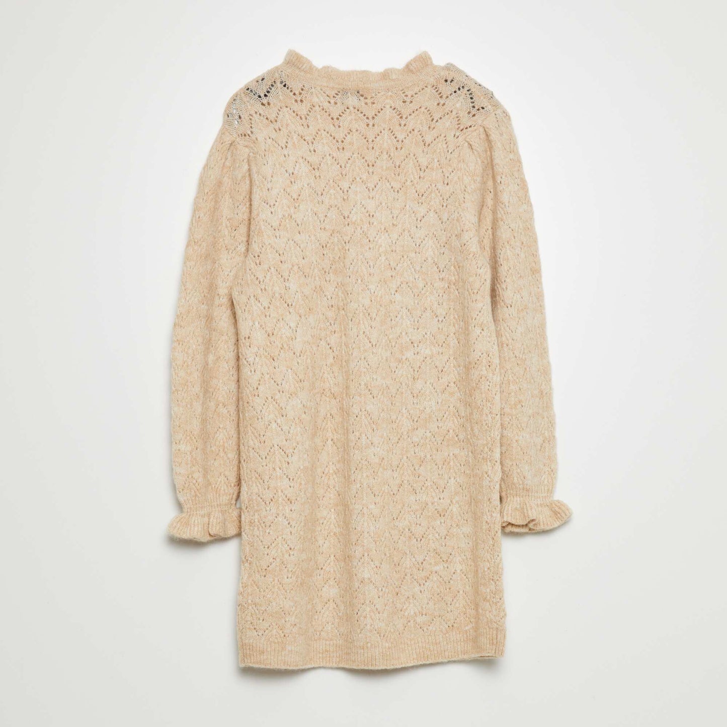 Robe pull maille ajourée Beige