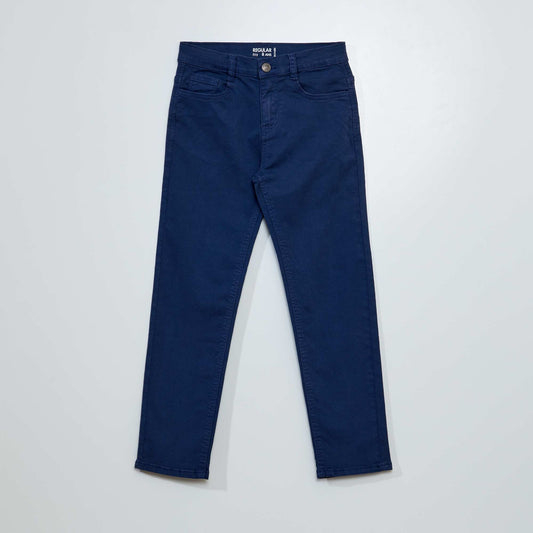 Pantalon regular en twill Bleu