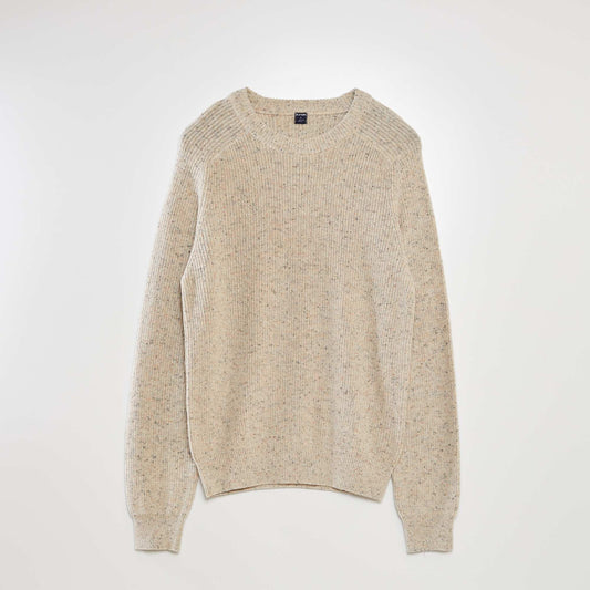 Pull en maille chiné Beige