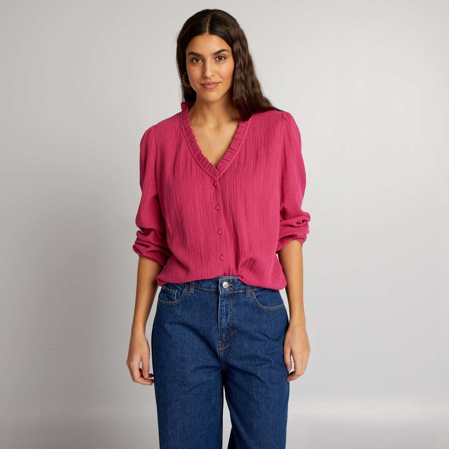 Blouse en gaze de coton Rose