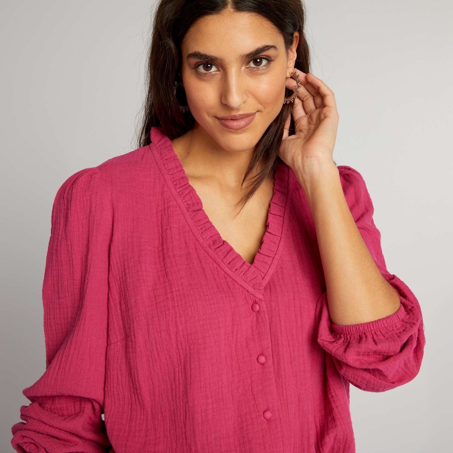 Blouse en gaze de coton Rose