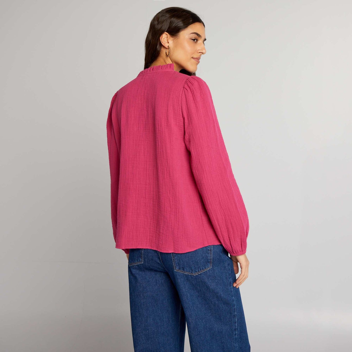 Blouse en gaze de coton Rose