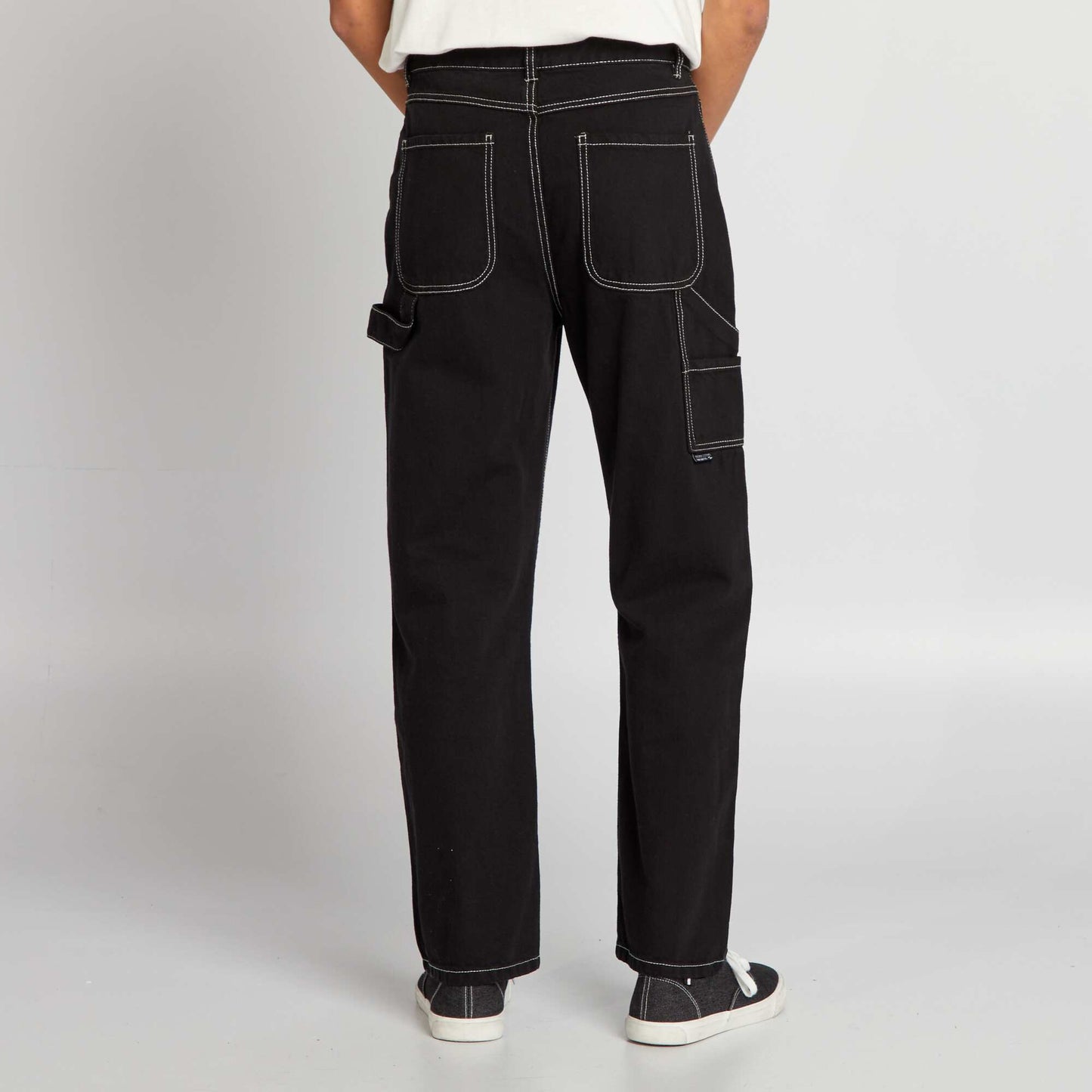 Pantalon à surpiqures contrastées noir