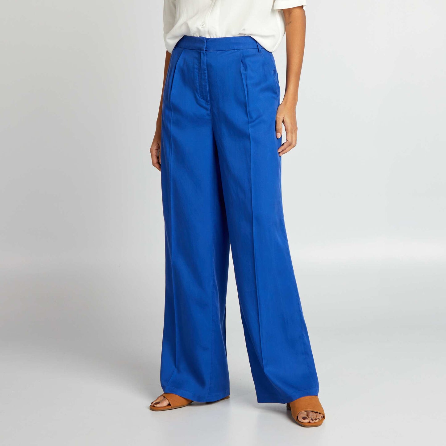 Pantalon large uni Bleu