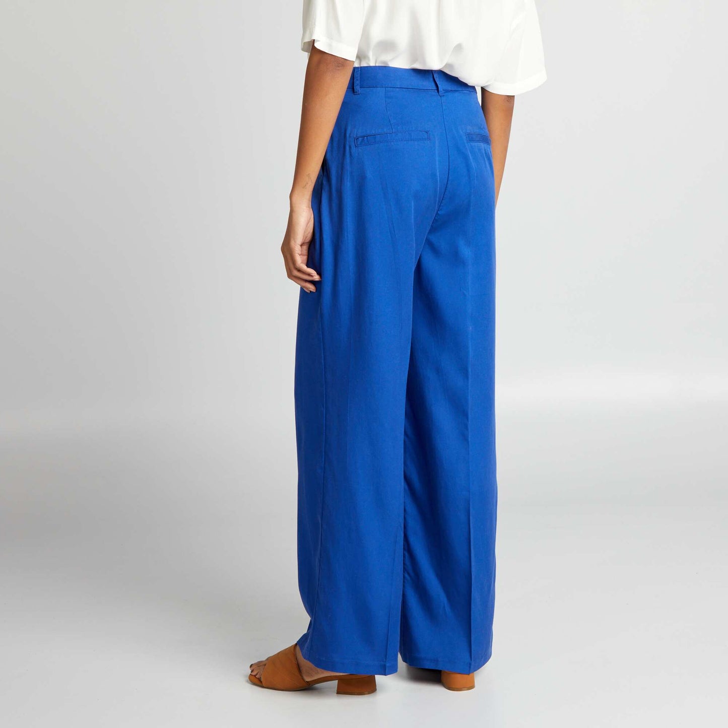 Pantalon large uni Bleu