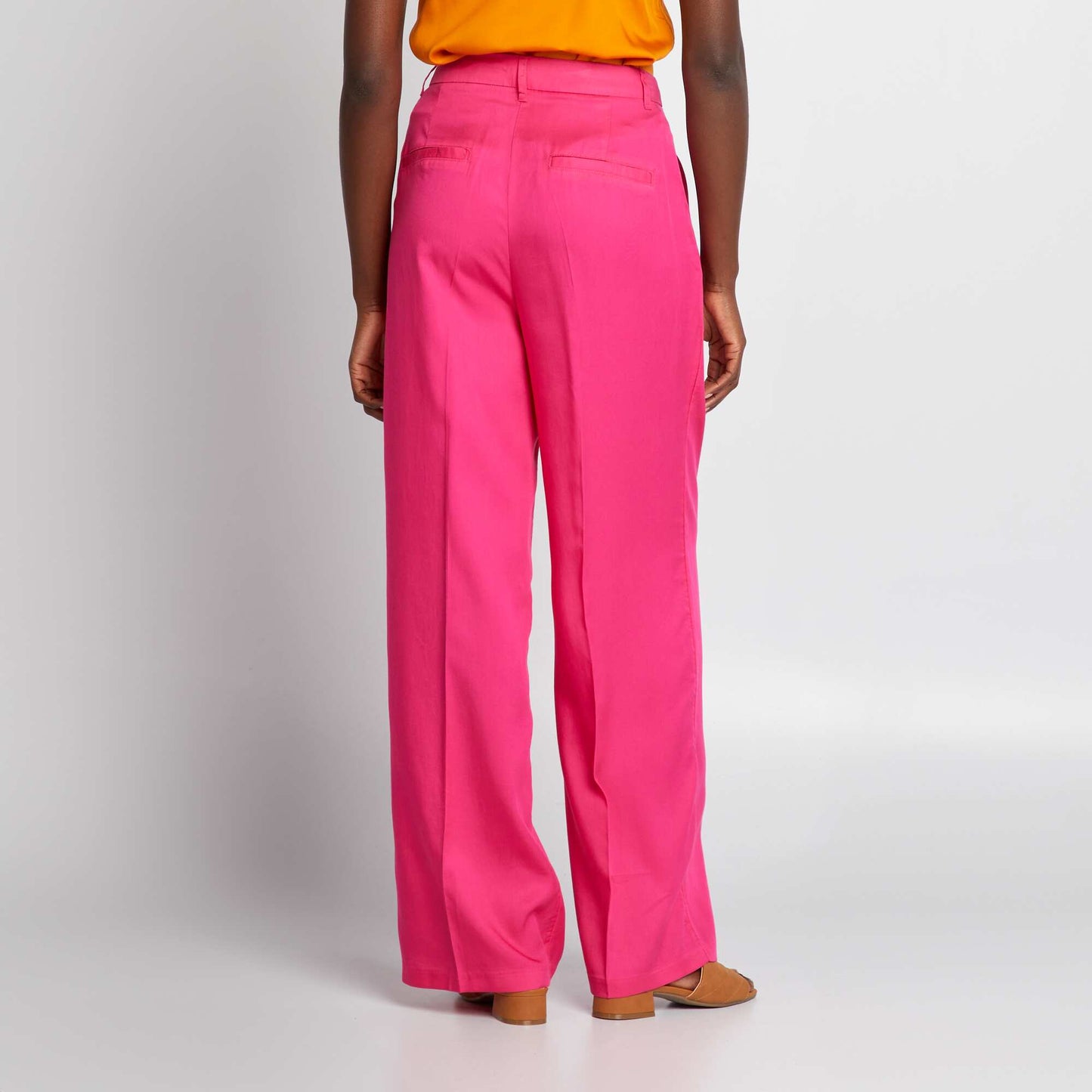 Pantalon large uni Rose