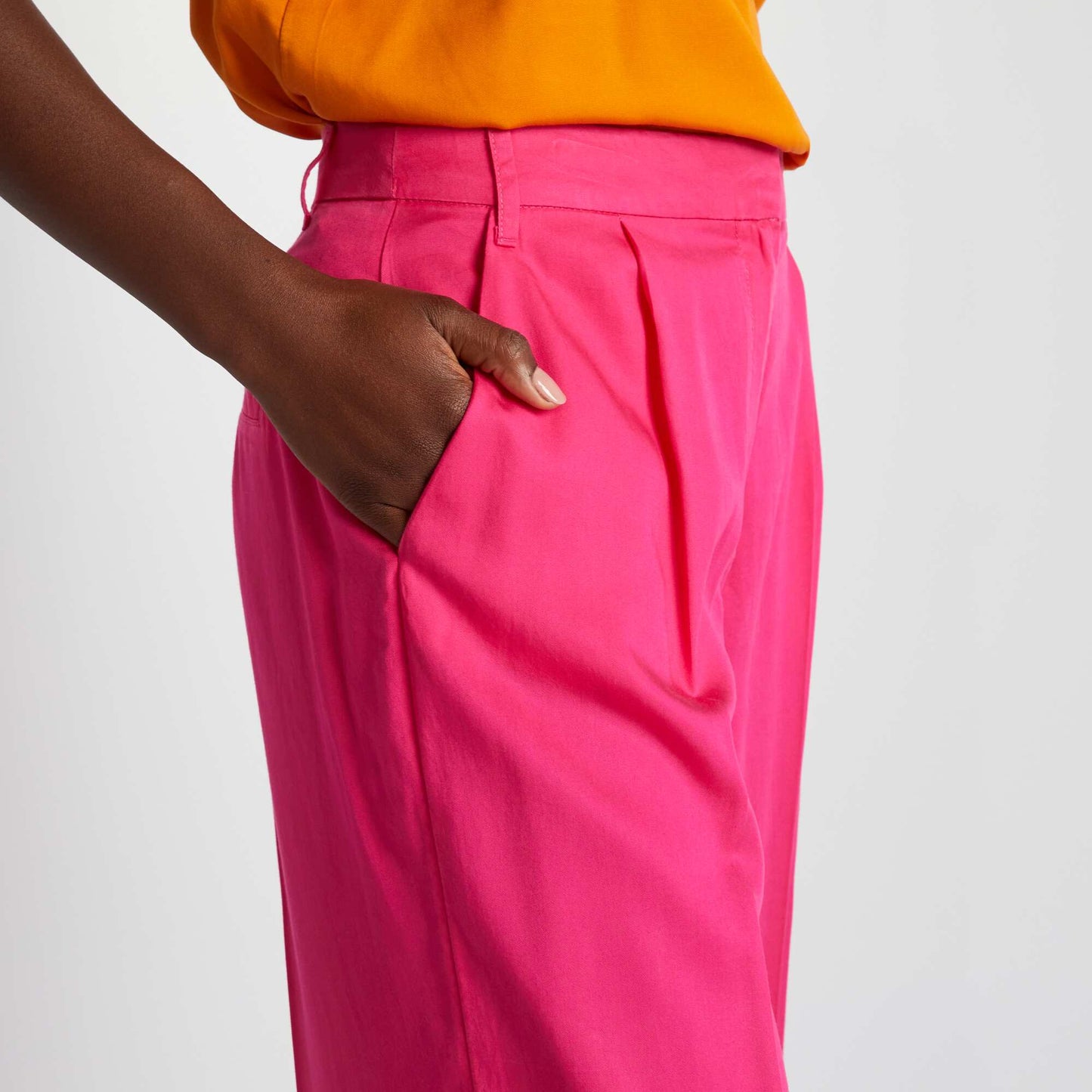 Pantalon large uni Rose