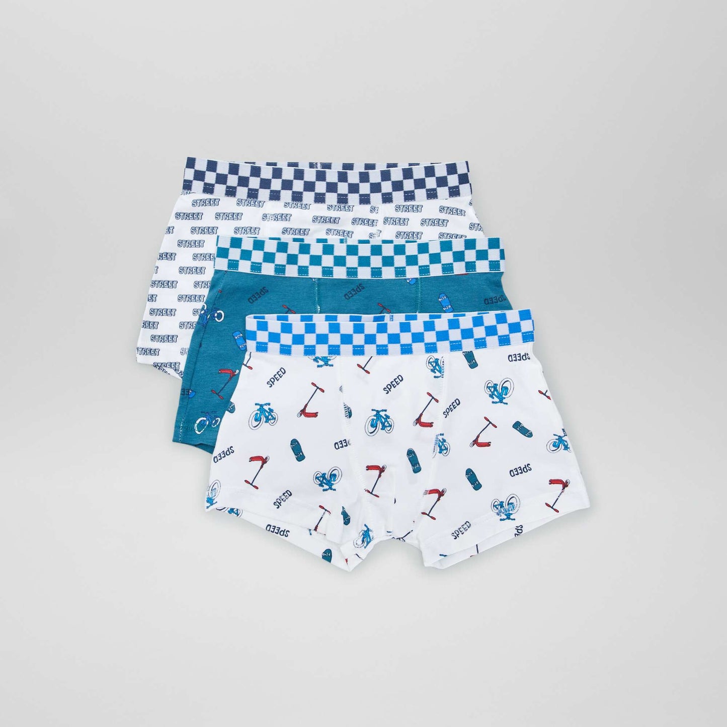 Lot de 3 boxers stretch Blanc/bleu