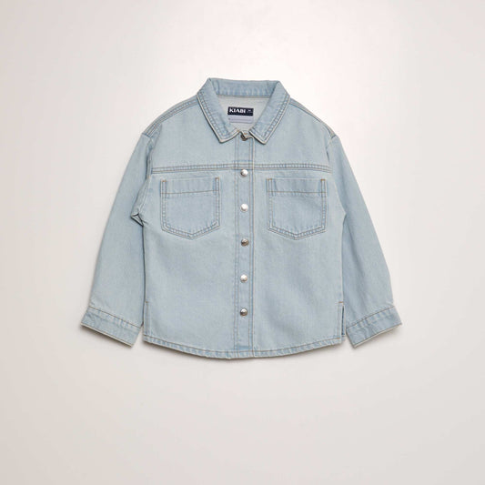 Veste en jean pressionnée Bleu