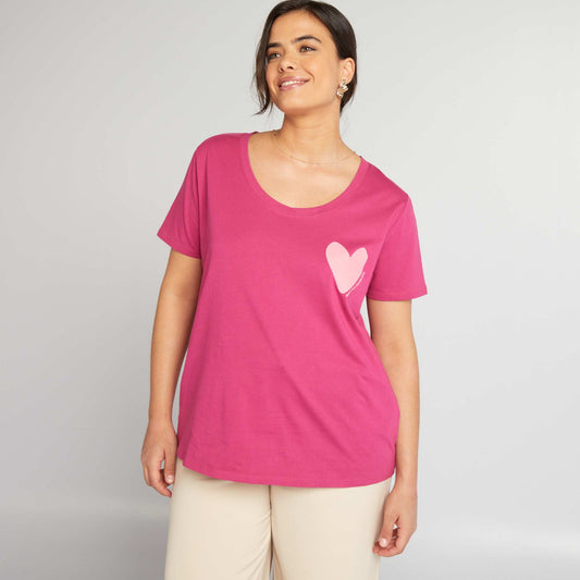 Tee-shirt en coton avec imprimé Rose