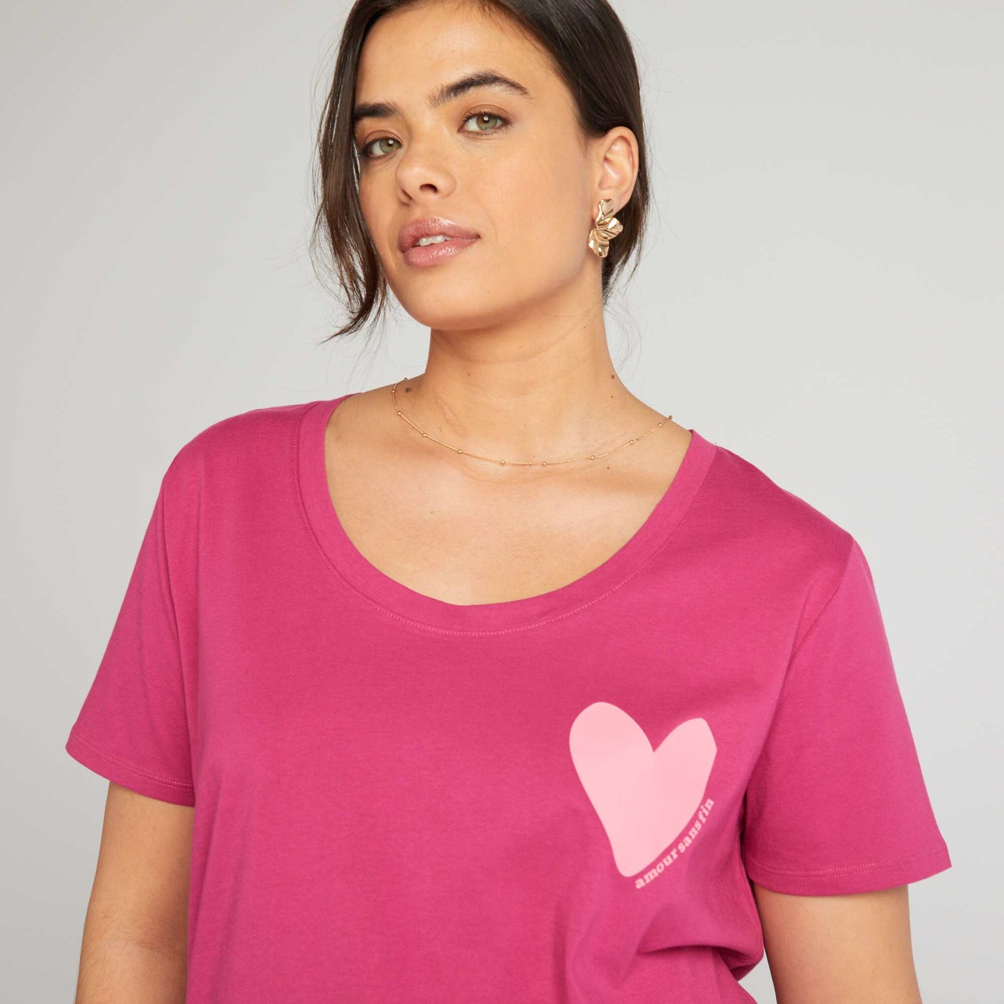 Tee-shirt en coton avec imprimé Rose