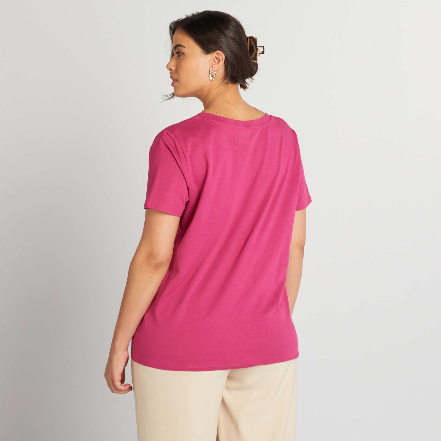 Tee-shirt en coton avec imprimé Rose