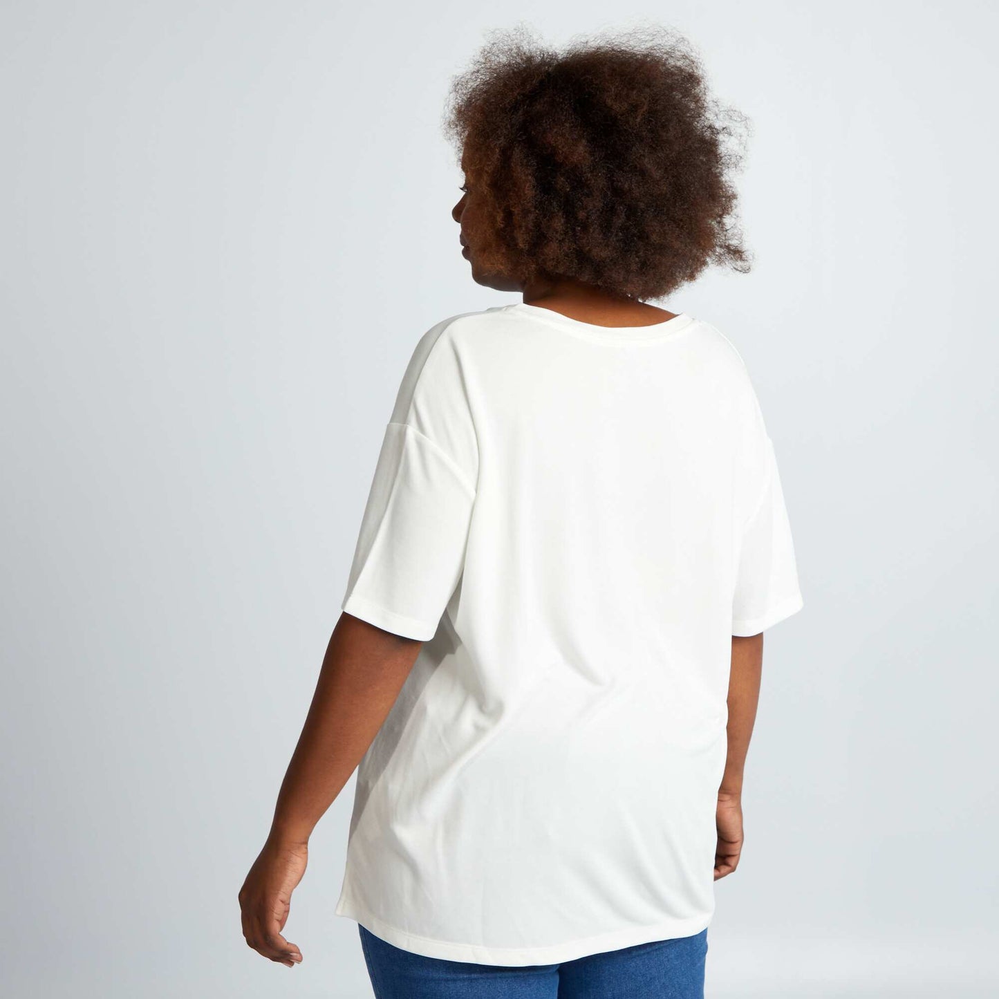 Tee-shirt col V ultra-stretch Blanc