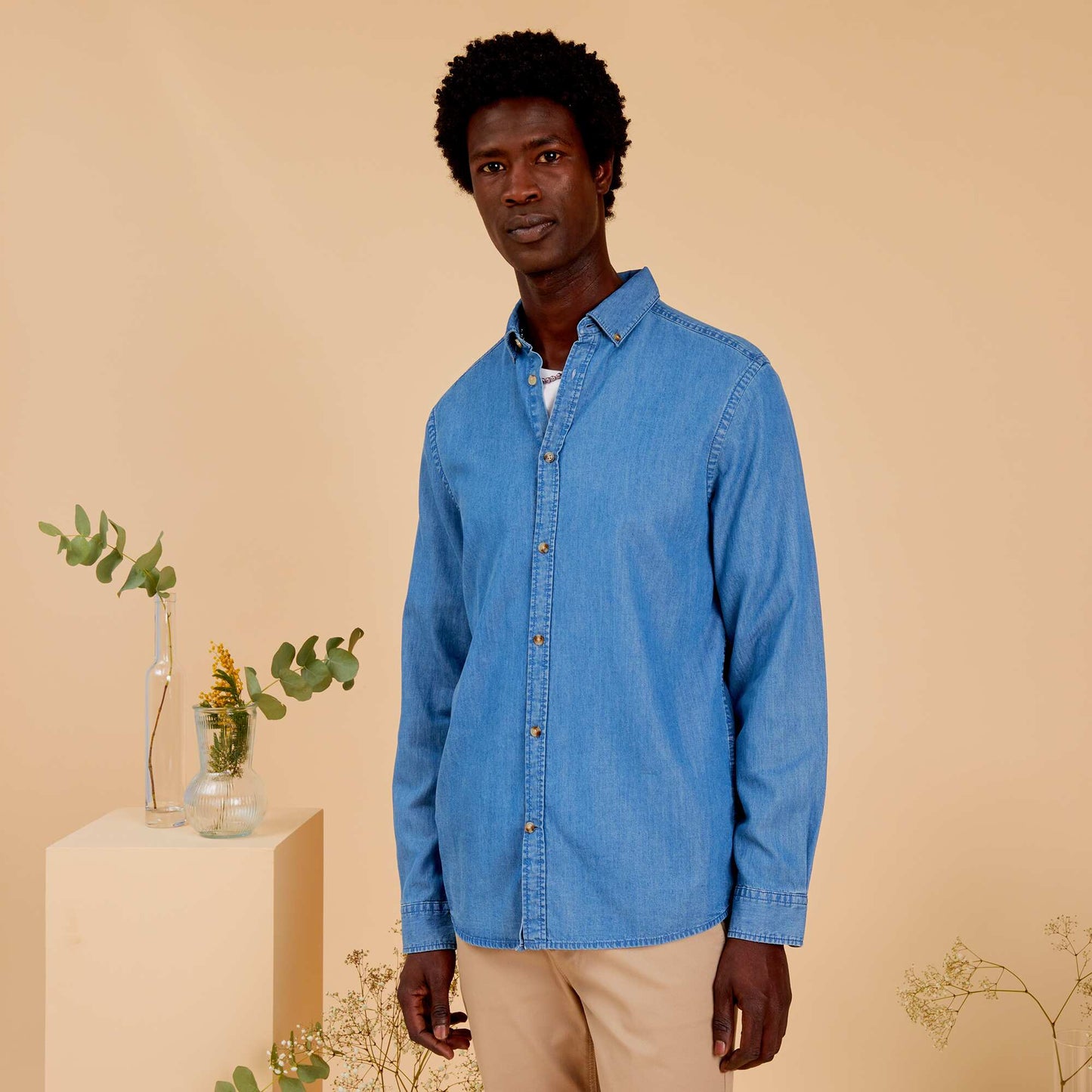 Chemise en denim toucher doux Bleu