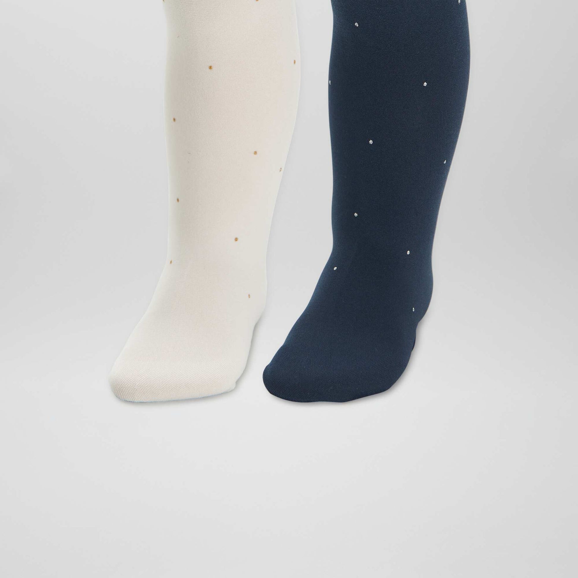 Lot de 2 collants légers fantaisie BLANC